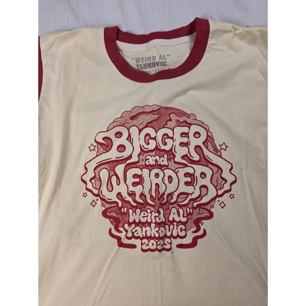 "Weird Al" Yankovic Shirt Mens XL White Red Bigger And Weirder 2025 Ringer Tee